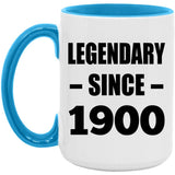 124th Birthday Legendary Since 1900 - 15oz Accent Mug Blue