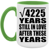 65th Anniversary Square Root of 4225 Years Still In Love - 15oz Accent Mug Green