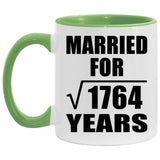 42nd Anniversary Married For Square Root of 1764 Years - 11oz Accent Mug Green