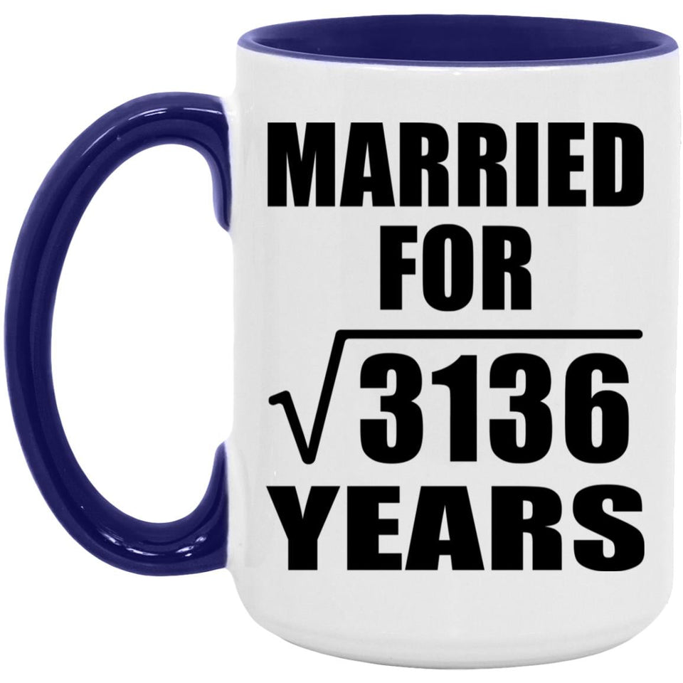 56th Anniversary Married For Square Root of 3136 Years - 15oz Accent Mug Purple
