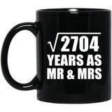 52nd Anniversary Square Root of 2704 Years As Mr & Mrs - 11oz Coffee Mug Black
