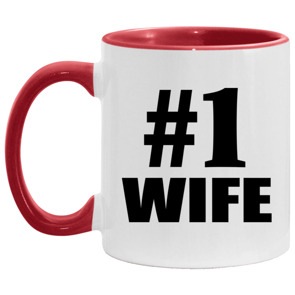 Number One #1 Wife - 11oz Accent Mug Red