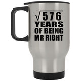 24th Anniversary Square Root of 576 Years of Being Mr Right - Silver Travel Mug