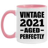 3rd Birthday Vintage 2021 Aged Perfectly - 11oz Accent Mug Pink