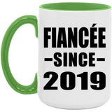 Fiancee Since 2019 - 15oz Accent Mug Green