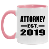Attorney Established EST. 2019 - 11oz Accent Mug Pink