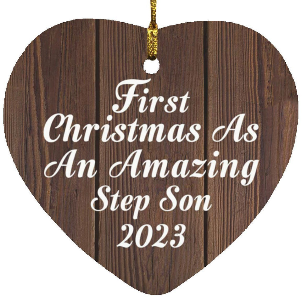 First Christmas As An Amazing Step Son 2023 - Heart Ornament D
