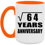 8th Anniversary Square Root of 64 Years Anniversary - 15oz Accent Mug Orange