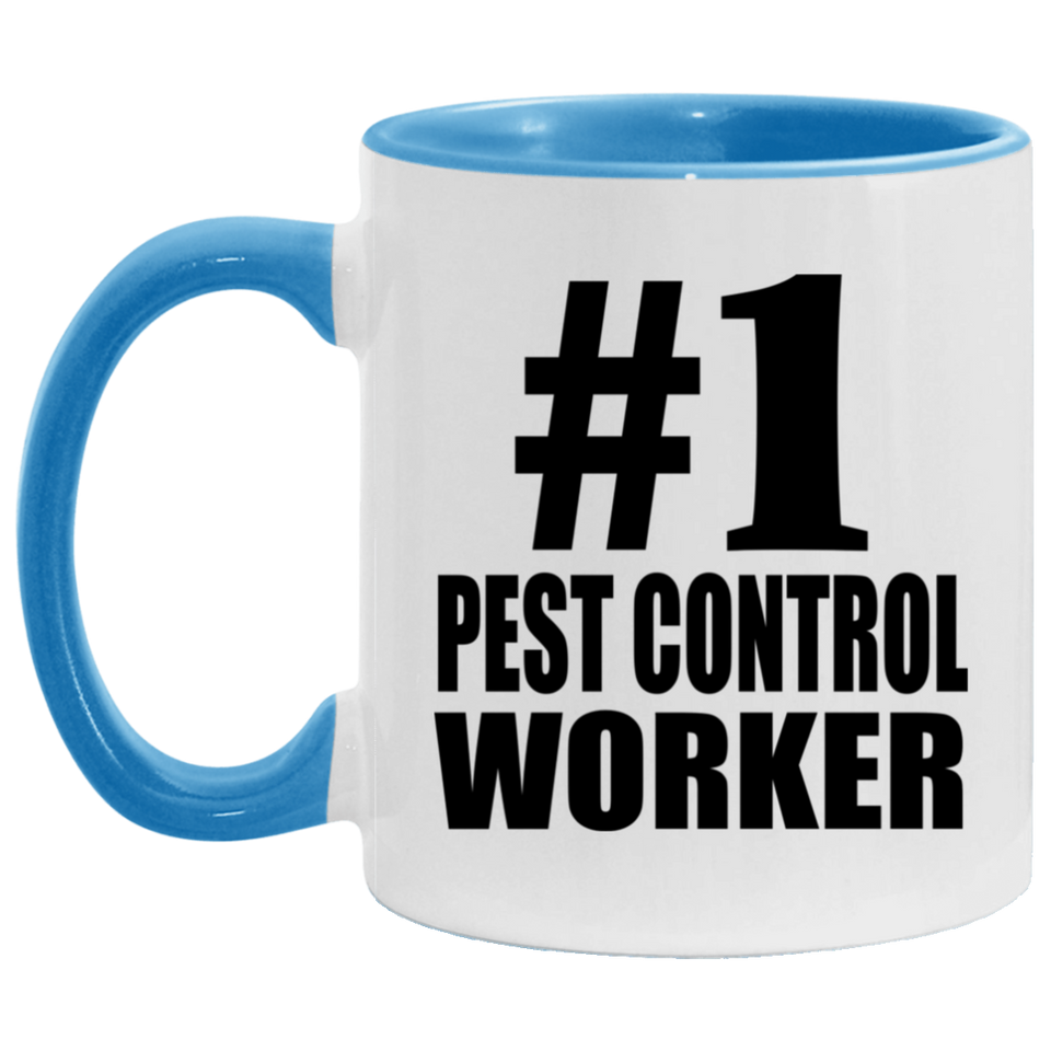Number One #1 Pest Control Worker - 11oz Accent Mug Blue