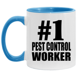 Number One #1 Pest Control Worker - 11oz Accent Mug Blue