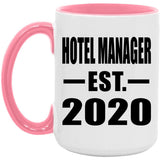 Hotel Manager Established EST. 2020 - 15oz Accent Mug Pink
