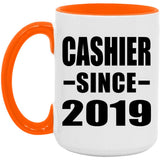 Cashier Since 2019 - 15oz Accent Mug Orange