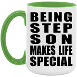Being Step Son Makes Life Special - 15oz Accent Mug Green