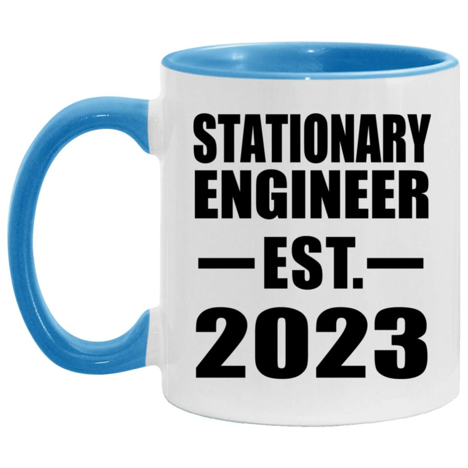 Stationary Engineer Established EST. 2023 - 11oz Accent Mug Blue