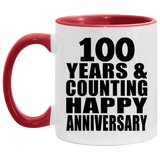 Happy 100th Anniversary 100 Years & Counting - 11oz Accent Mug Red