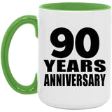 90th Anniversary 90 Years Anniversary - 15oz Accent Mug Green