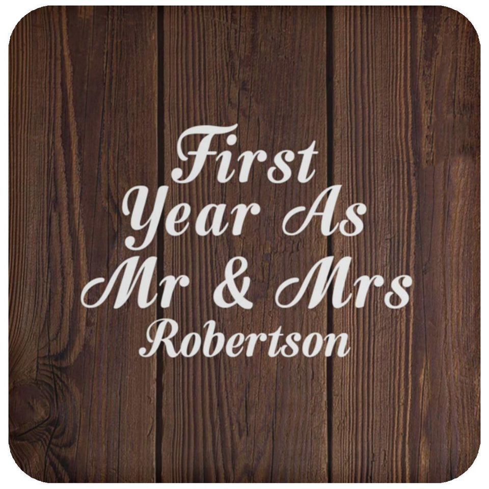 First Year As Mr & Mrs Robertson - Drink Coaster D