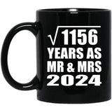 34th Anniversary Square Root of 1156 Years As Mr & Mrs 2024 - 11oz Coffee Mug Black