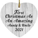 First Christmas As An Amazing Aunty & Uncle 2021 - Heart Ornament F