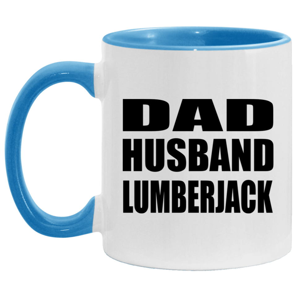 Dad Husband Lumberjack - 11oz Accent Mug Blue