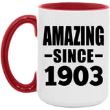 121st Birthday Amazing Since 1903 - 15oz Accent Mug Red