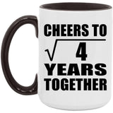 2nd Anniversary Cheers To Square Root of 4 Years Together - 15oz Accent Mug Black