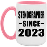 Stenographer Since 2023 - 15oz Accent Mug Pink