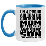 Proud Air Traffic Controller Mom Of Awesome Son - 11oz Accent Mug Blue