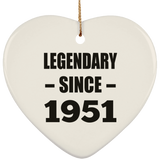73rd Birthday Legendary Since 1951 - Heart Ornament