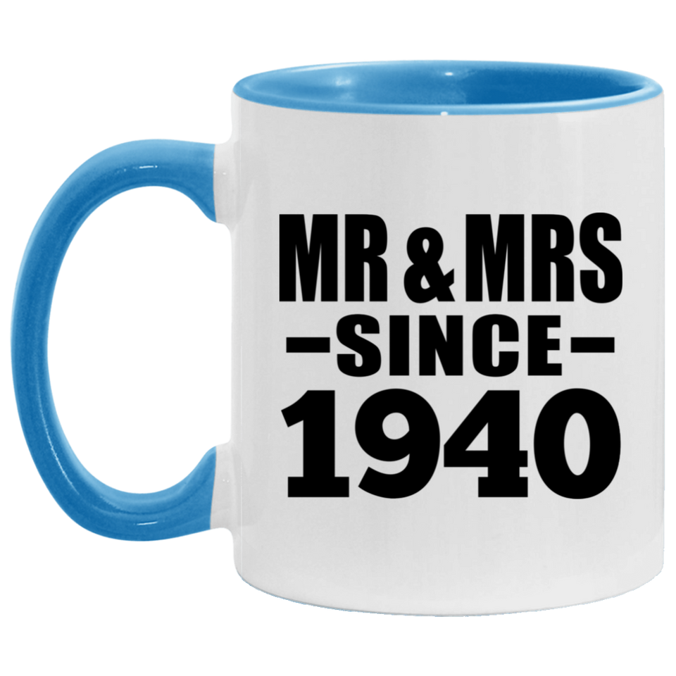84th Anniversary Mr & Mrs Since 1940 - 11oz Accent Mug Blue