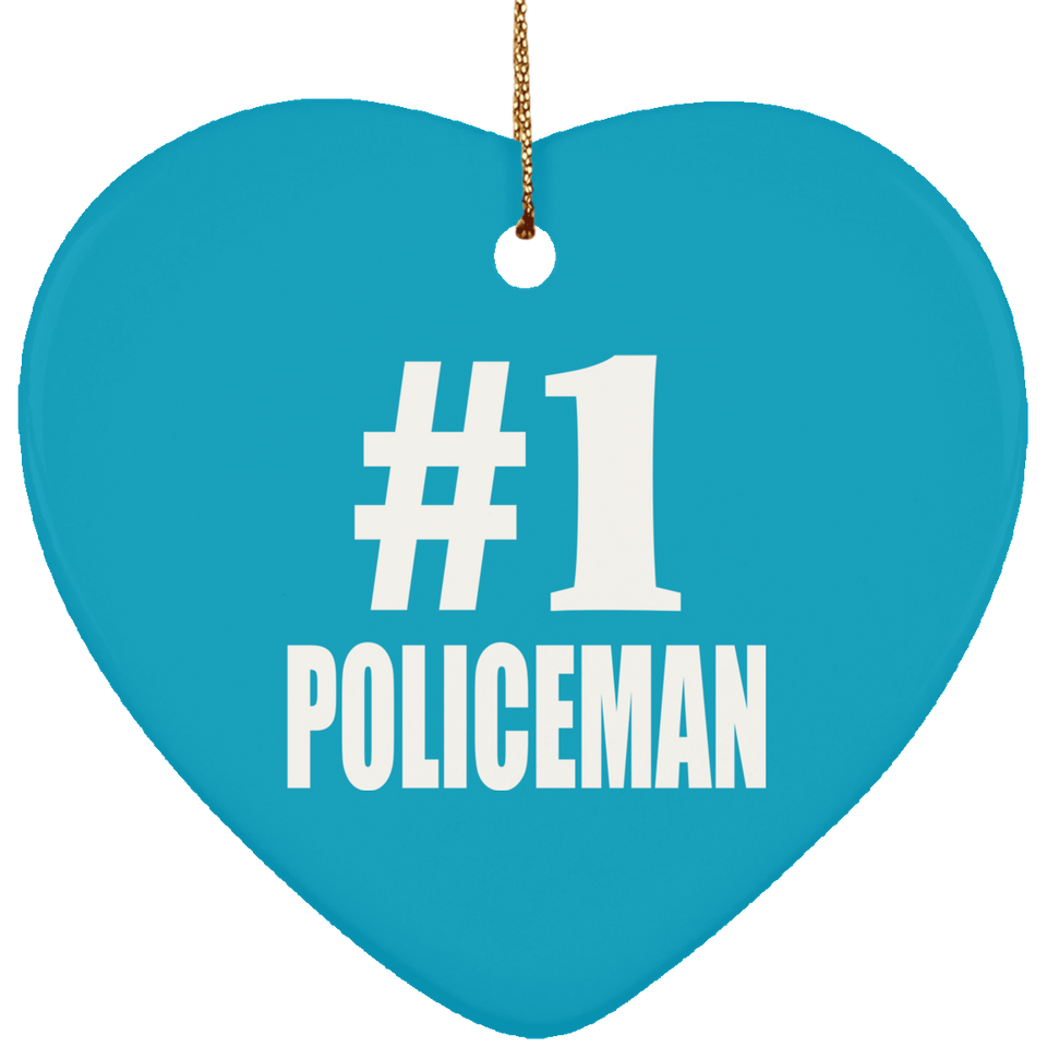 Number One #1 Policeman - Heart Ornament