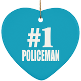 Number One #1 Policeman - Heart Ornament
