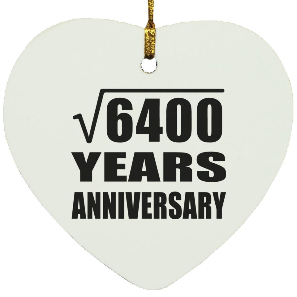 80th Anniversary Square Root of 6400 Years Anniversary - Heart Ornament