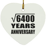 80th Anniversary Square Root of 6400 Years Anniversary - Heart Ornament