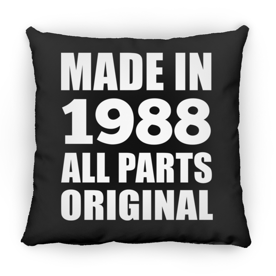 36th Birthday Made in 1988 All Parts Original - Throw Pillow Black