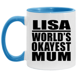 Lisa World's Okayest Mum - 11oz Accent Mug Blue