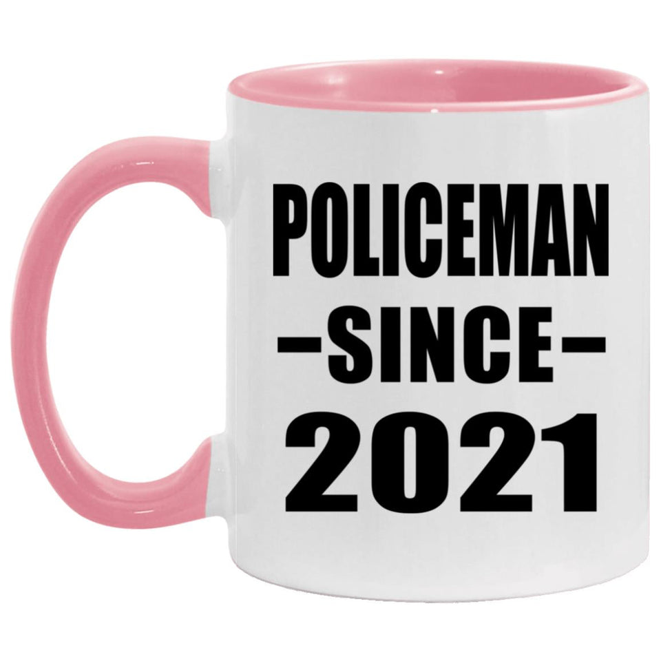 Policeman Since 2021 - 11oz Accent Mug Pink