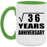 6th Anniversary Square Root of 36 Years Anniversary - 15oz Accent Mug Green