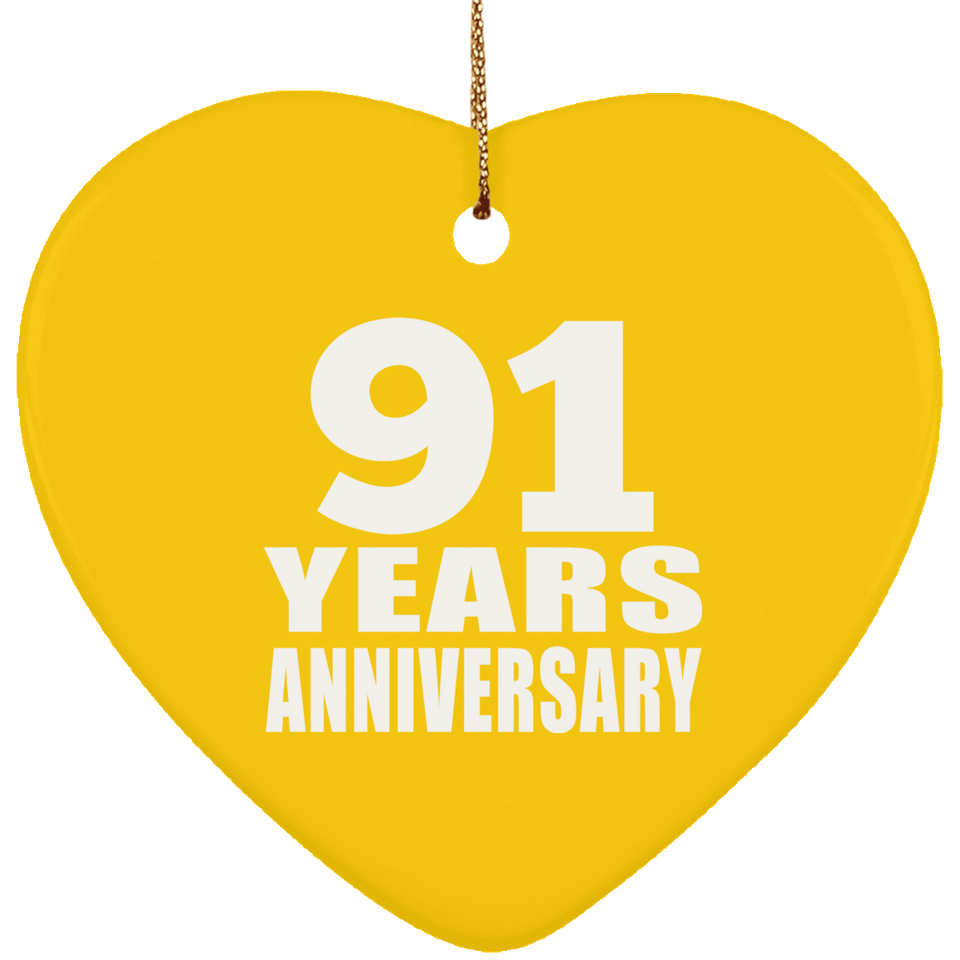 91st Anniversary 91 Years - Heart Ornament