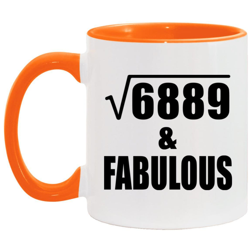 83rd Birthday Square Root of 6889 & Fabulous - 11oz Accent Mug Orange
