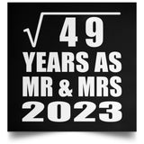 7th Anniversary Square Root of 49 Years As Mr & Mrs 2023 - Poster Square