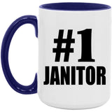 Number One #1 Janitor - 15oz Accent Mug Purple
