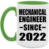 Mechanical Engineer Since 2022 - 15oz Accent Mug Green