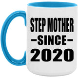 Step Mother Since 2020 - 15oz Accent Mug Blue