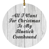 All I Want For Christmas Is My Bluetick Coonhound - Circle Ornament F