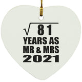 9th Anniversary Square Root of 81 Years As Mr & Mrs 2021 - Heart Ornament