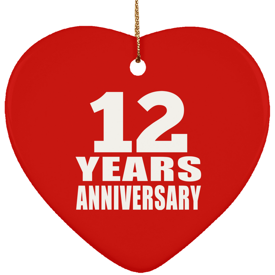 12th Anniversary 12 Years - Heart Ornament