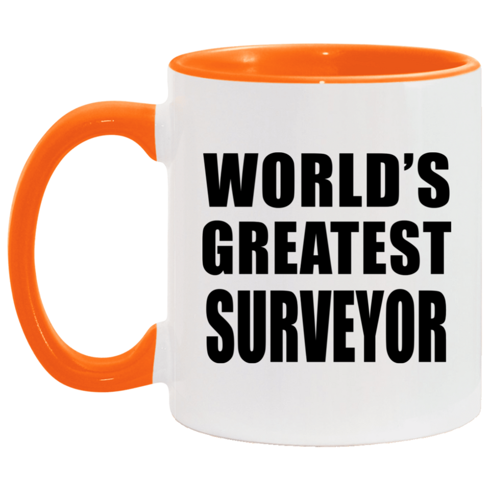 World's Greatest Surveyor - 11oz Accent Mug Orange