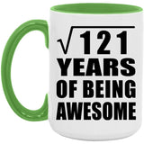 11th Birthday Square Root of 121 Years of Being Awesome - 15oz Accent Mug Green