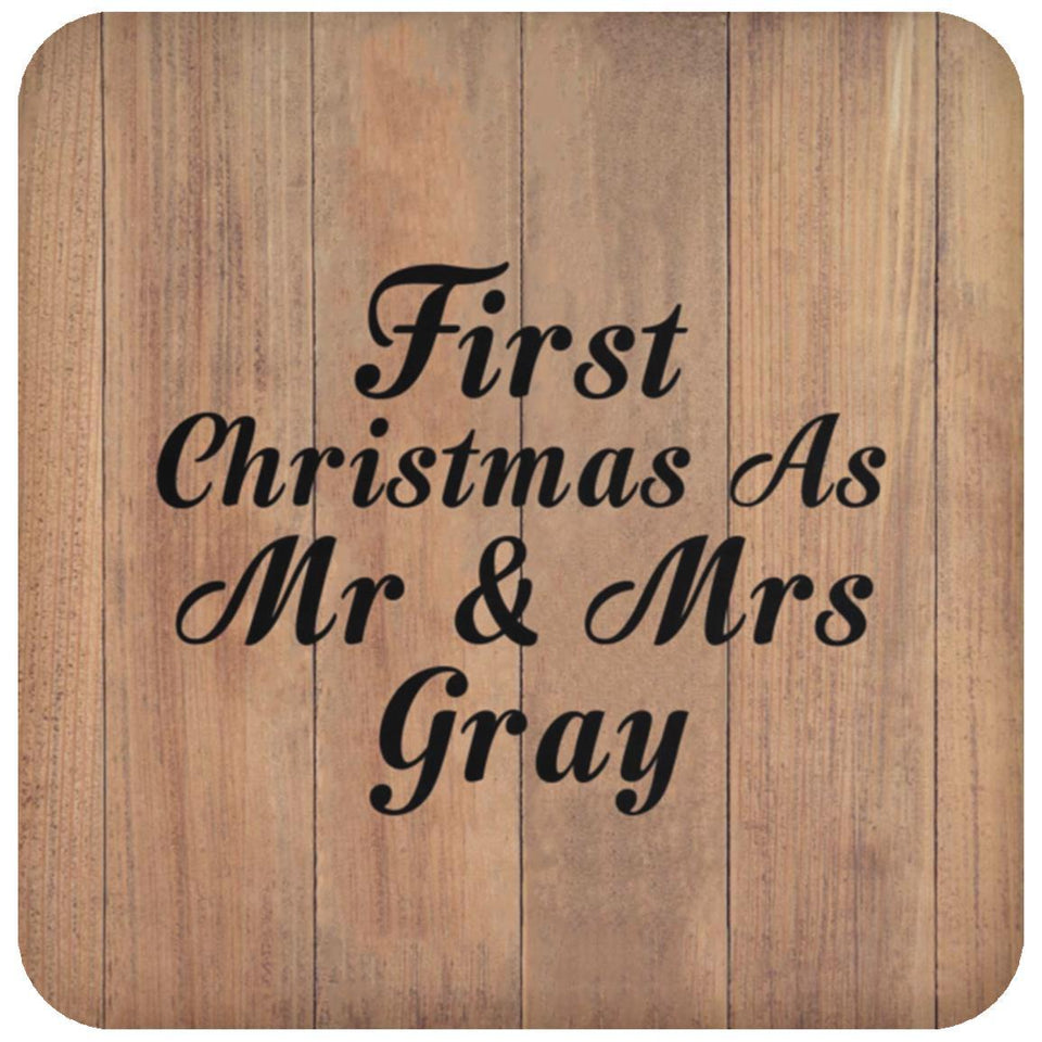 First Christmas As Mr & Mrs Gray - Drink Coaster C
